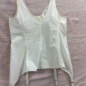 Vintage Unknown Brand Cotton Chemise with Garters, White, Size 38